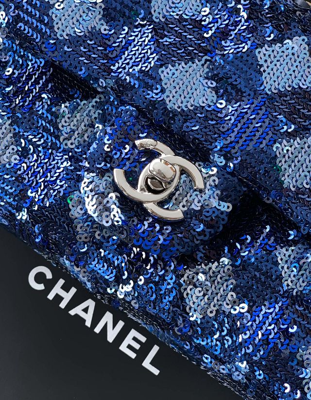 CC original sequins mini flap bag AS4561 blue