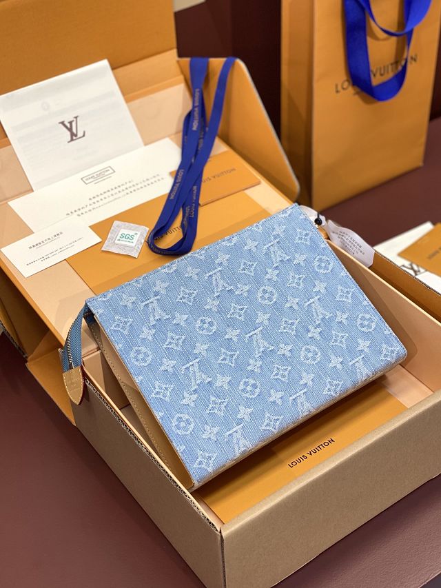 Louis vuitton original denim toiletry pouch 26 M47542 blue