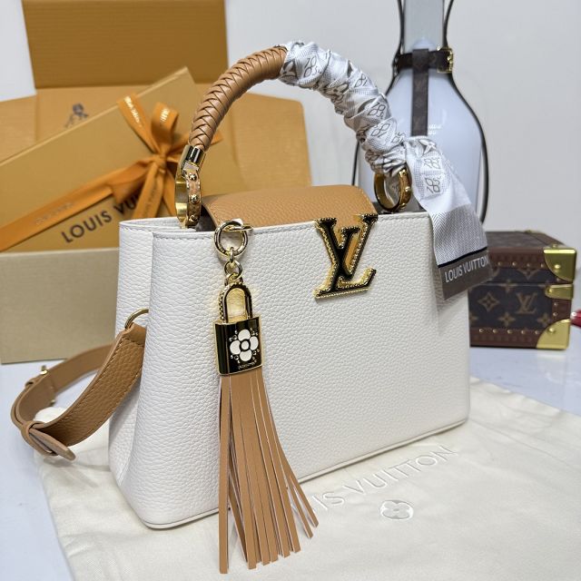 Louis vuitton original calfskin capucines BB handbag M15158 white&brown
