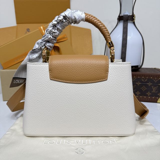 Louis vuitton original calfskin capucines BB handbag M15158 white&brown