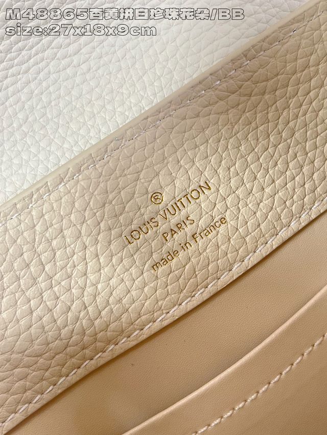 Louis vuitton original calfskin capucines BB handbag M25461 beige