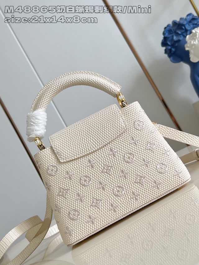 Louis vuitton original calfskin capucines mini handbag M14389 white