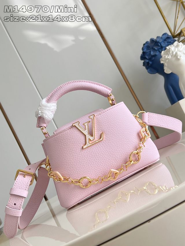 Louis vuitton original calfskin capucines mini handbag M14971 pink