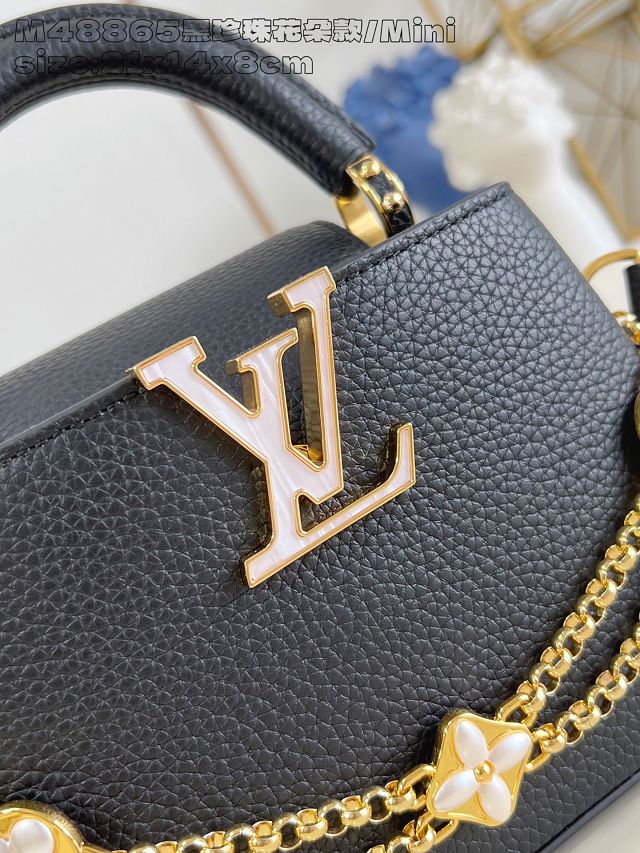 Louis vuitton original calfskin capucines mini handbag M15117 black