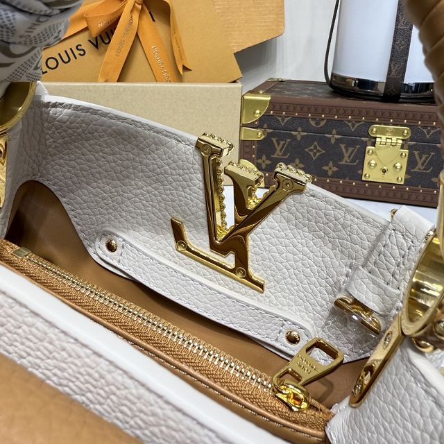 Louis vuitton original calfskin capucines mini handbag M15157 white&brown