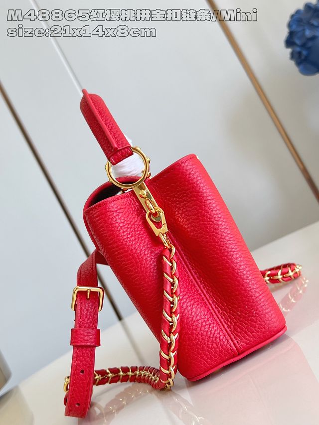 Louis vuitton original calfskin capucines mini handbag M25903 red