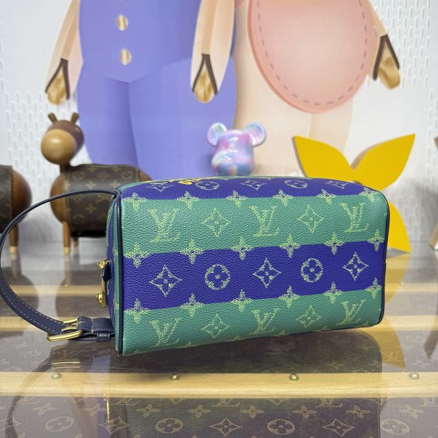 Louis vuitton original monogram canvas locker dopp kit M25902 blue&green