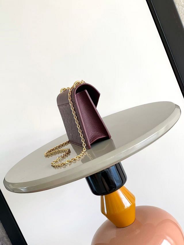 Louis vuitton original calfskin wallet on chain rosy M25814 garnet