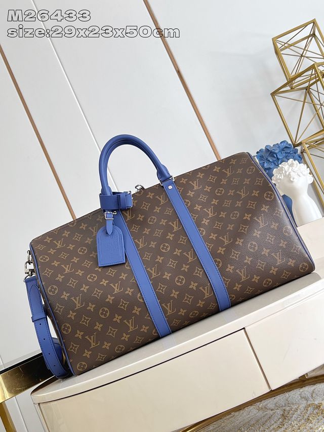 Louis vuitton original monogram canvas keepall 50 M46771 dark blue