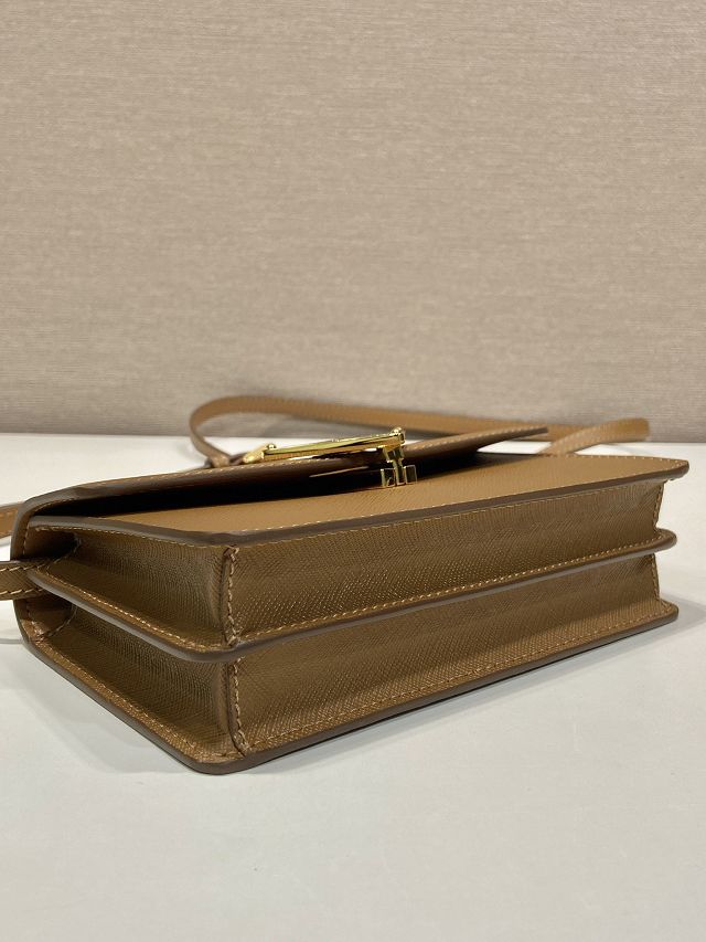 Prada original saffiano calfskin mini bag 1BD386 brown