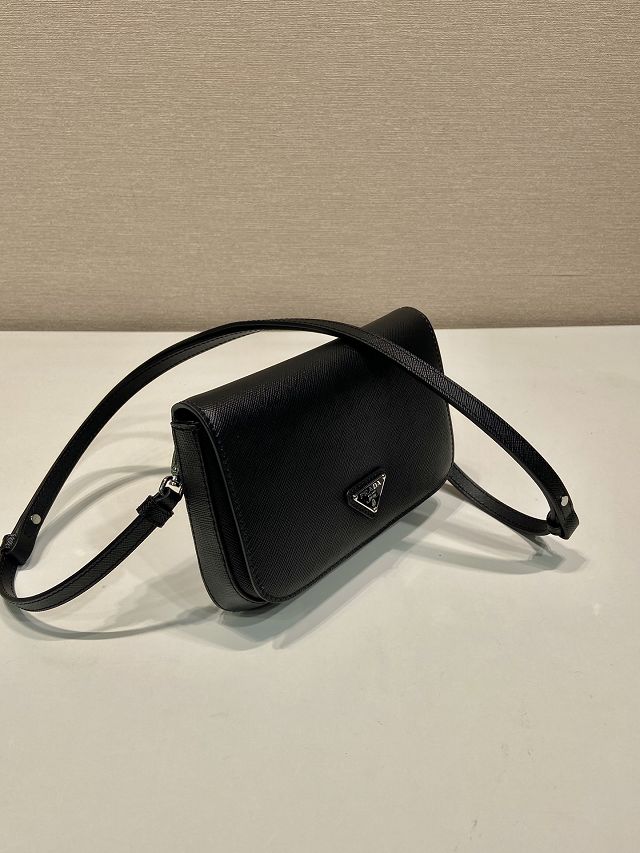 Prada original saffiano calfskin small shoulder bag 2VD061 black