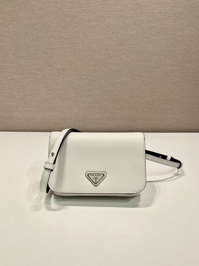 Prada original saffiano calfskin small shoulder bag 2VD061 white