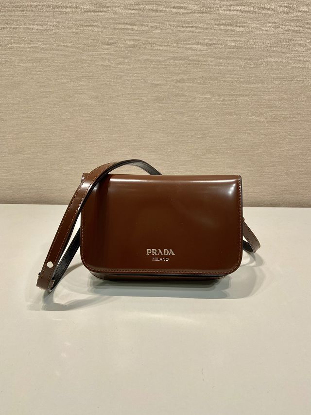 Prada original smooth calfskin small shoulder bag 2VD061 brown