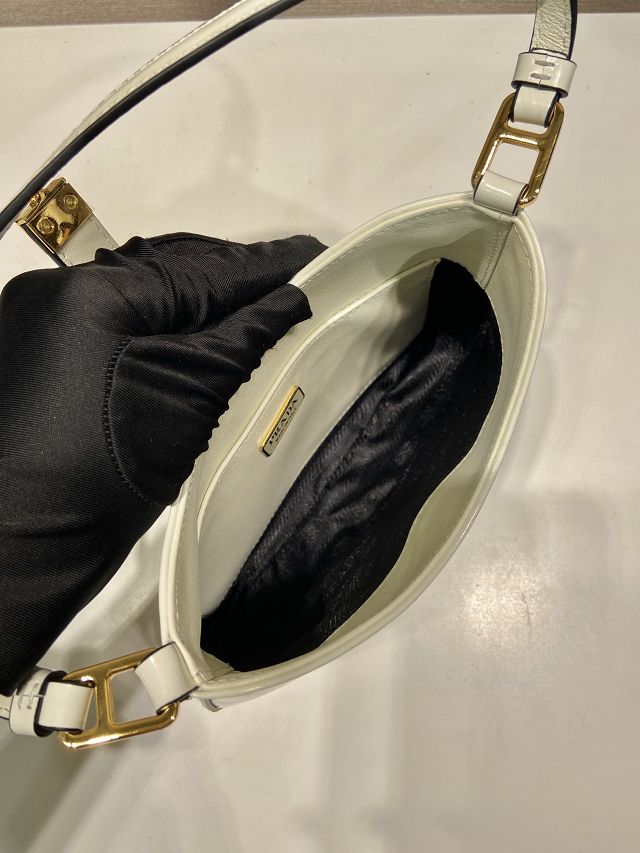 Prada original calfskin small cleo bag 1BC169A white