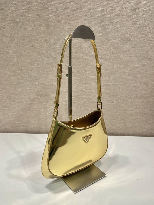 Prada original patent calfskin small cleo bag 1BC169 gold