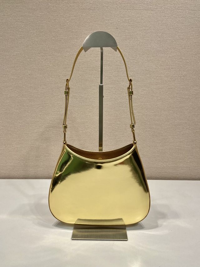 Prada original patent calfskin small cleo bag 1BC169 gold