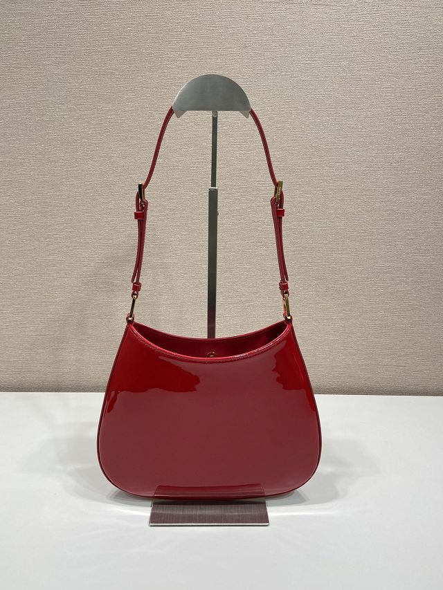Prada original patent calfskin small cleo bag 1BC169 red