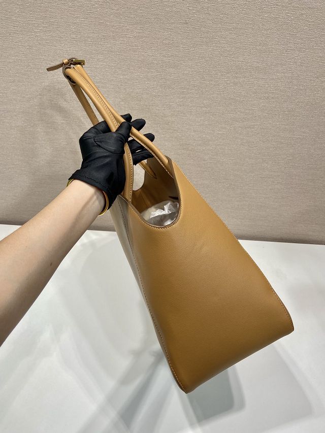 Prada original calfskin medium tote bag 1BG510 brown