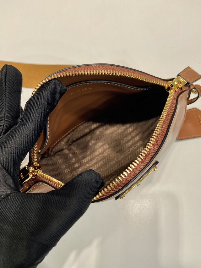 Prada original calfskin mini shoulder bag 1BH212 brown