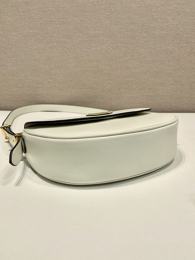 Prada original calfskin shoulder bag with flap 1BD365 white