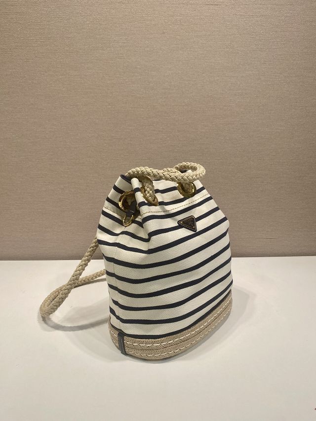 Prada original fabric mariner small bucket bag 1BE082 blue