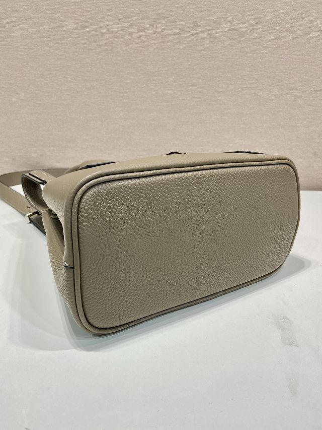 Prada original grained calfskin double small bag 1BG443 grey