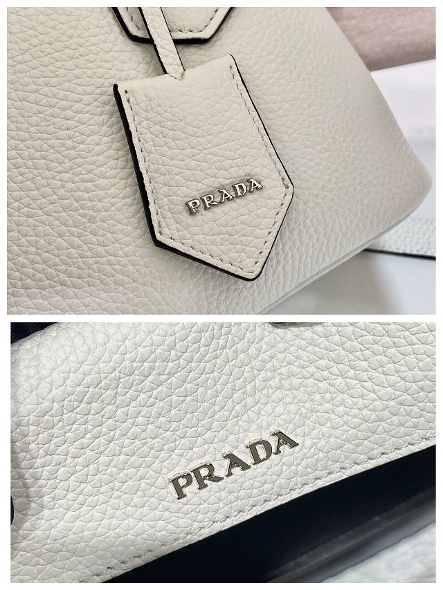 Prada original grained calfskin double small bag 1BG443 white