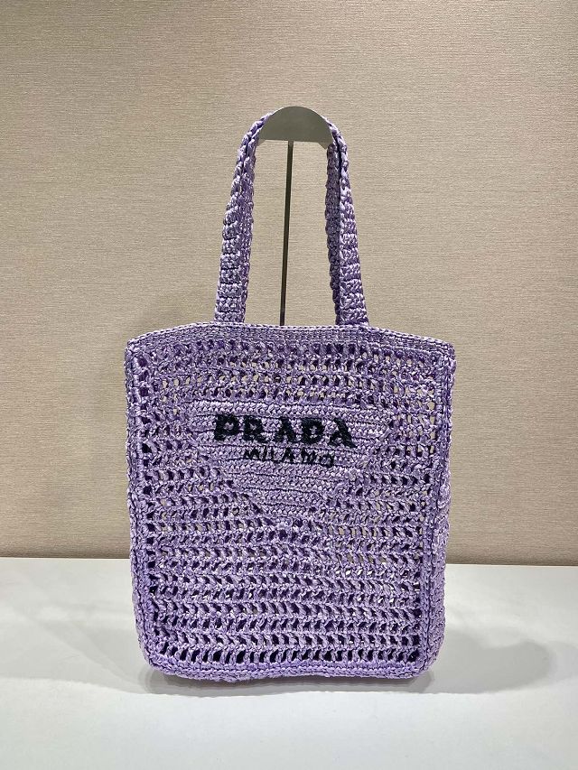 Prada original raffia crochet tote bag 1BG393