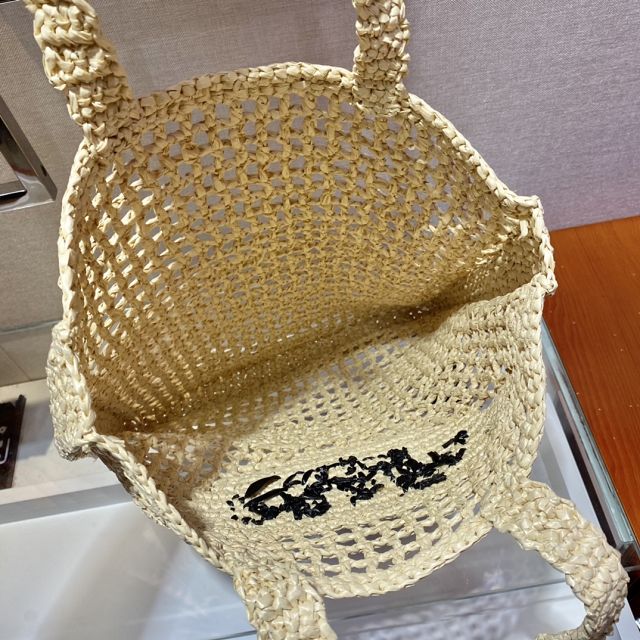 Prada original raffia crochet tote bag 1BG393