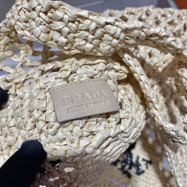 Prada original raffia crochet tote bag 1BG393