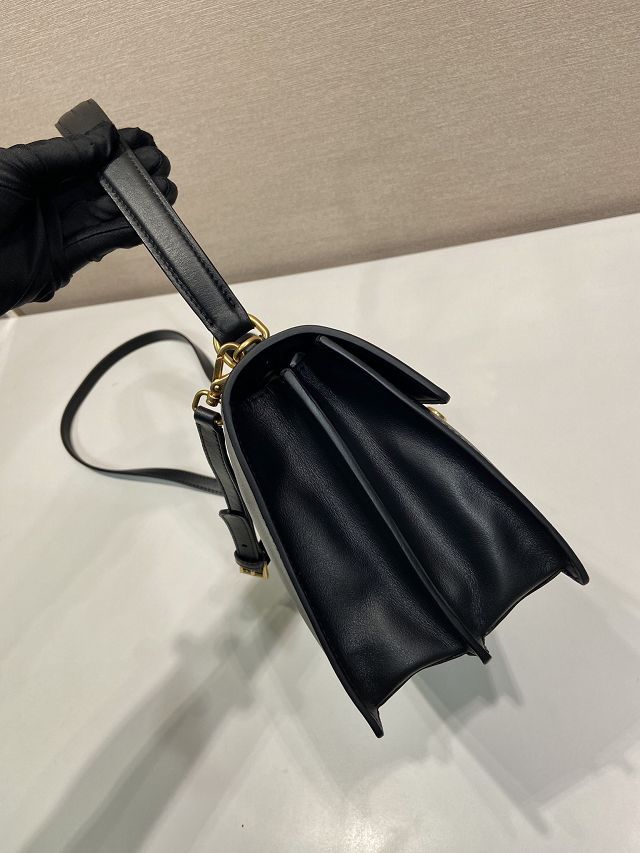 Prada original soft calfskin sound medium shoulder bag 1BN023 black