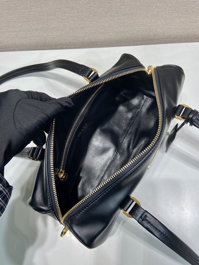 Prada original soft calfskin top handle bag 1BB127 black