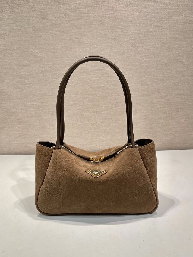 Prada original suede calfskin darling medium shoulder bag 1BA444 brown