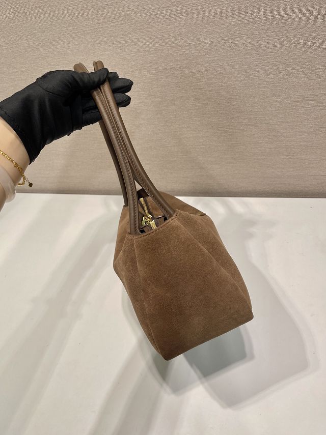 Prada original suede calfskin darling medium shoulder bag 1BA444 brown