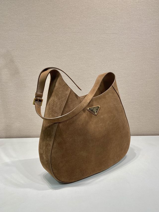 Prada original suede calfskin large cleo bag 1BC181 brown