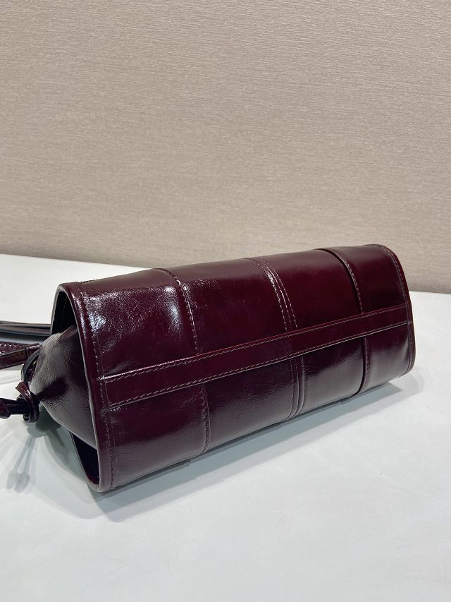 Prada original calfskin bonnie small shoulder bag 1BH215 burgundy