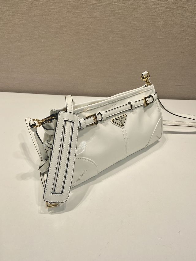 Prada original calfskin bonnie small shoulder bag 1BH215 white