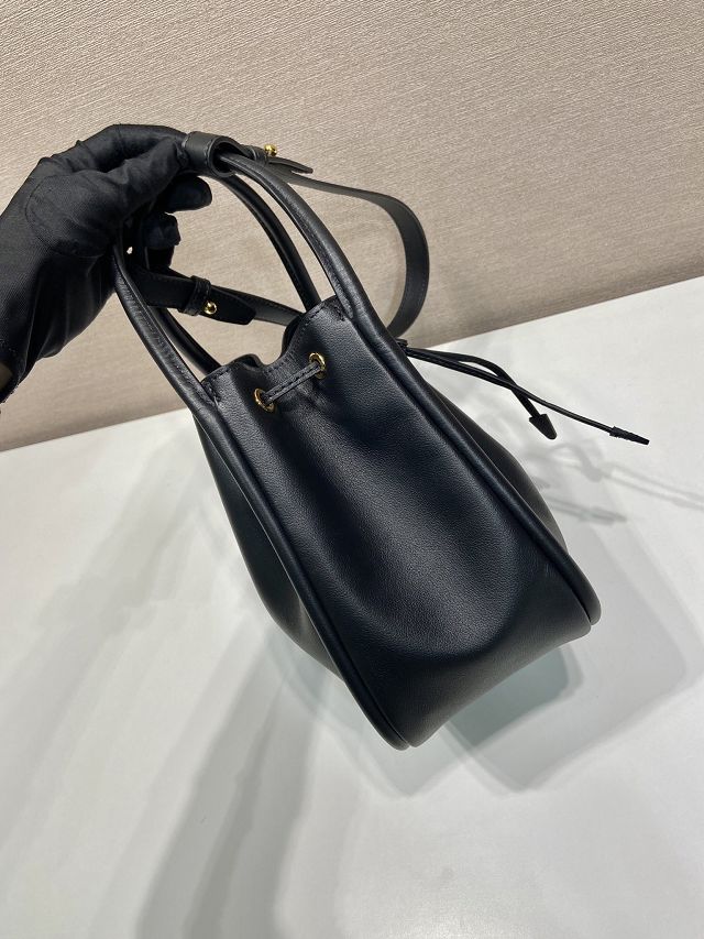 Prada original calfskin bucket bag 1BE087 black