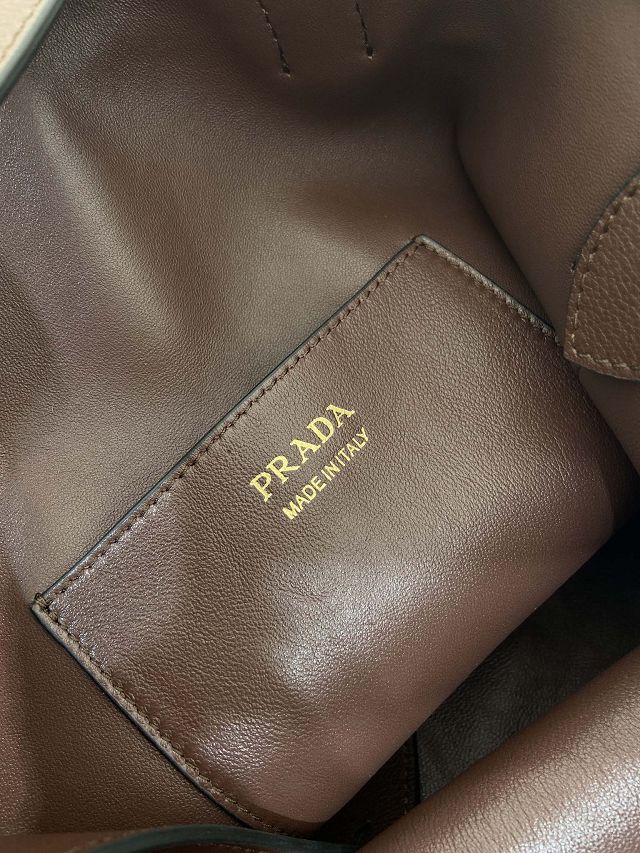 Prada original calfskin bucket bag with jeweled belt 1BE085 burgundy