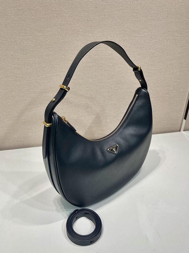Prada original calfskin large hobo bag 1BC212 black