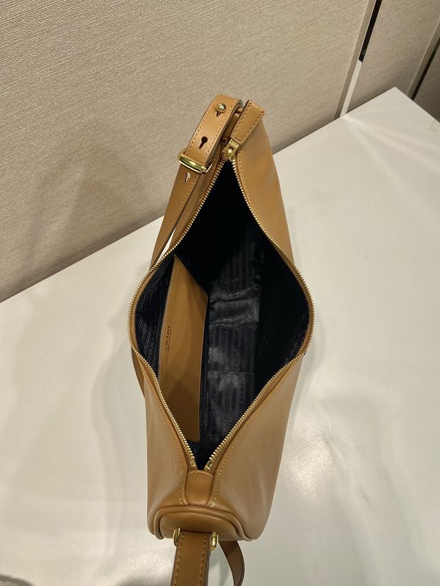 Prada original calfskin large hobo bag 1BC212 brown