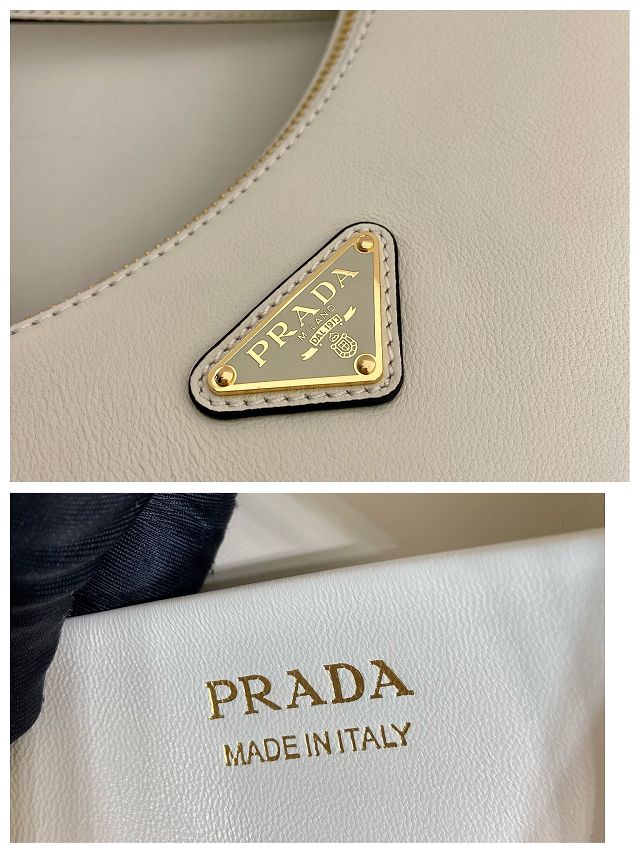 Prada original calfskin large hobo bag 1BC212 white