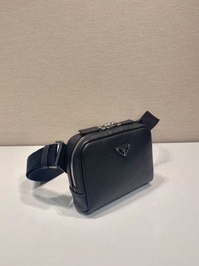 Prada original calfskin small belt bag 2VH184 black