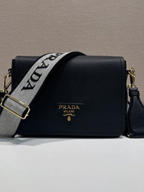 Prada original calfskin small shoulder bag 1BD314  black