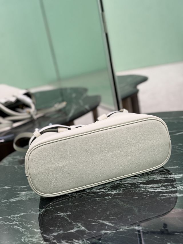 Prada original calfskin tote bag with belt 1BA434 white