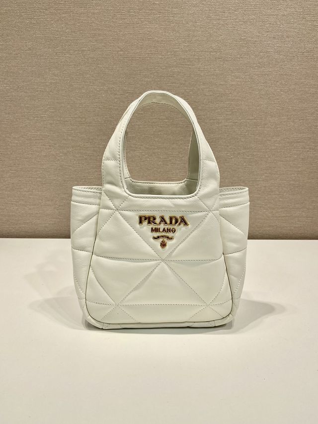 Prada original lambskin mini tote bag 1BG451 white
