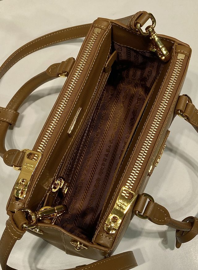 Prada original saffiano calfskin galleria mini bag 1BA916 brown