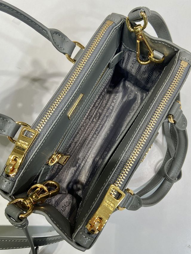 Prada original saffiano calfskin galleria mini bag 1BA916 grey