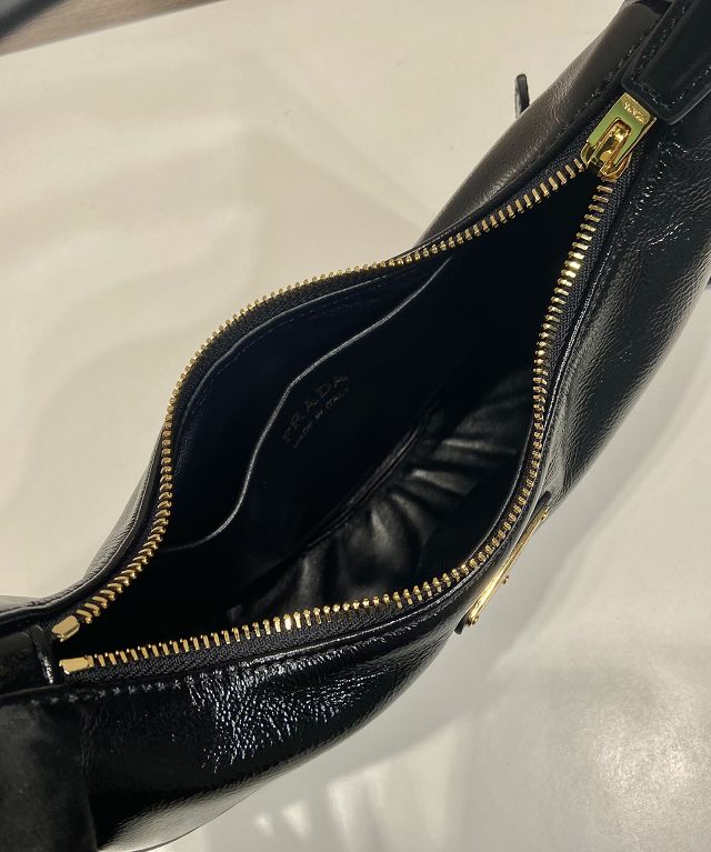 Prada original aged calfskin arque shoulder bag 1BC194 black