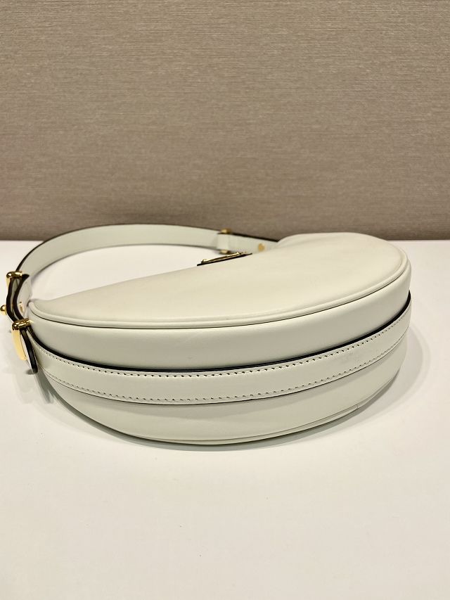 Prada original calfskin arque shoulder bag 1BC194 white
